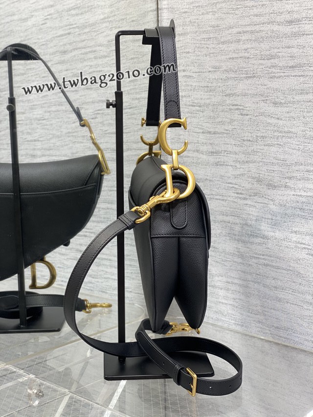Dior专柜新款迪奥顶级原单原厂皮黑色大号经典马鞍包 djfk1096